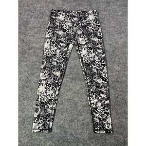 Danskin Women's M 8-10 Supplex Leggings Black White Floral athleisure yoga Y2K